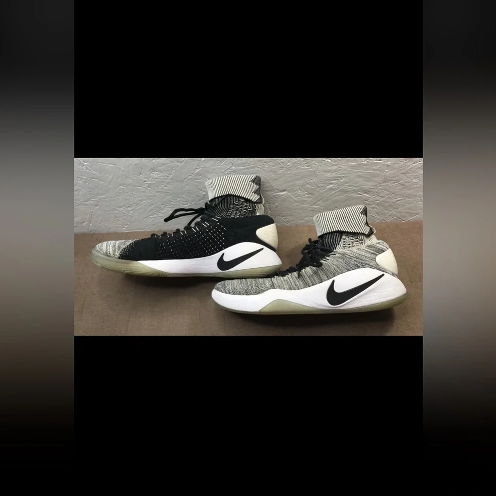 *No Inserts 2016 Nike Zoom Hyperdunk Flyknit Oreo Men's 13 Sneakers Black White